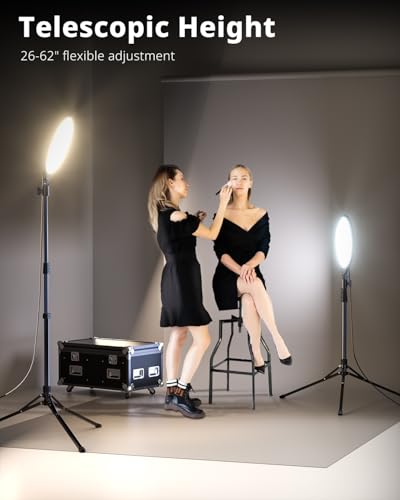 UBeesize 10" LED Light with 62" Tripod Stand, Phone Holder & Remote for iPhone, Video, TikTok, YouTube, Live Streaming, Makeup - size: 10in