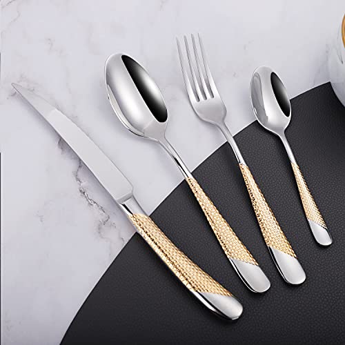 16 Piece Silverware Set,Stainless Steel Flatware Set Spoon and Fork Set for 4,Kitchen Utensil Cutlery Set Mirror Finish Dishwasher Safe Gift Package (silver) - color: Silver