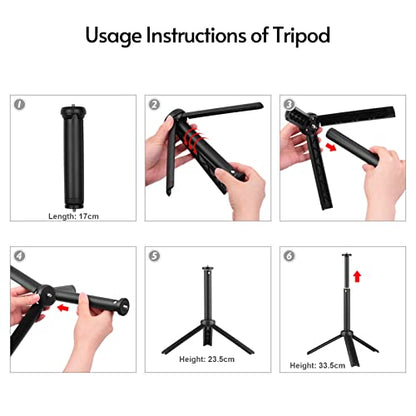 Andoer W140 RGB LED Video Light Kit Pocket Video Conference Lighting CRI95+ 2500K-9000K Dimmable 20 Lighting Effects with Desktop Tripod Ballhead Phone Holder Computer Clip Cold Shoe Adapter