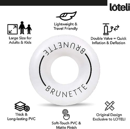 Loteli Swim Ring Float - Minimal Aesthetic Inflatable Swim Ring | Classic Prop for Party, Photo Shoot, Summer Fun & Relaxation | Durable & Easy to Inflate - color: Brunette, size: 1 Pack