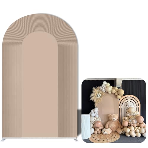 Ripples Arch Backdrop Cover Spandex Background for Baby Birthday Baby Shower Wedding Party Decoration (Brown Ripples,4x1.7ft) - color: Brown Ripples, size: 4x1.7ft