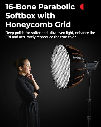 SmallRig FP-60 23.6" Parabolic Softbox with Bowens Mount for Studio Photography, Quick Release Soft Box with Honeycomb Grid, Diffusers, for SMALLRIG RC 220 pro, for Neewer for Godox for Aputure - 5396 - size: 23.6 inches (Black)