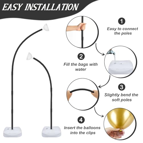 OurWarm 8.2FT & 6FT Balloon Arch Stand Kit, Black Half Arch Balloon Stand with Base for Floor, Free Bending Top Balloon Column Kit for Wedding Birthday Baby Shower Graduation Party Decorations - style: Black Balloon Arch Stand