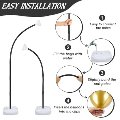 OurWarm 8.2FT & 6FT Balloon Arch Stand Kit, Black Half Arch Balloon Stand with Base for Floor, Free Bending Top Balloon Column Kit for Wedding Birthday Baby Shower Graduation Party Decorations - style: Black Balloon Arch Stand