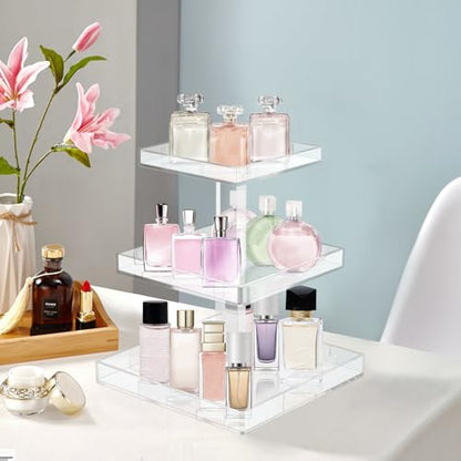 YAGELI Perfume Organizer for Women - Large 3-Tier Clear Acrylic Cosmetic Storage for Bathroom, Vanity & Dresser | Makeup Jewelry Display Stand | Non-Slip Base, Sturdy & Scratch-Resistant - size: 3 Tier