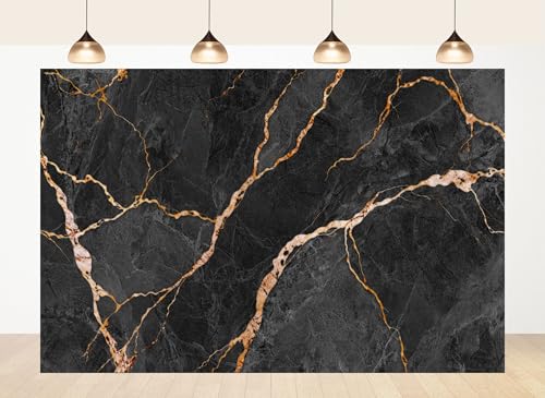 10x8ft Fabric Black Gold Marble Texture Backdrop Luxury Stone Pattern for Design Photography Background Interior Design Party Decorations Home Tapestry Photo Props - size: 10X8ft