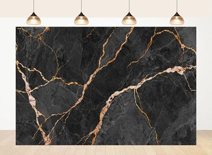 17x10ft Fabric Black Gold Marble Texture Backdrop Luxury Stone Pattern for Design Photography Background Interior Design Party Decorations Home Tapestry Photo Props - size: 17x10ft