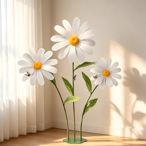 Giant Daisy Flowers Artificial 5.9 Ft Large Fake Daisies Spring Wild Flower for Birthday Party Garden Office Home Wedding Decor(White) - color: White