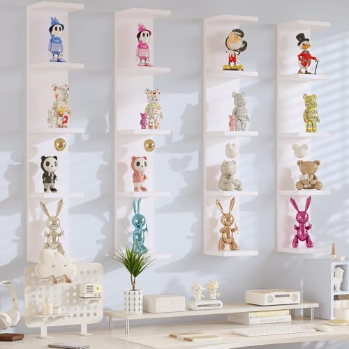 LitaEther 5 Tier White Lack Wall Shelf - Multi-Functional Display Organizer for Anime Figures, Funko Pop, Plants, Makeup & Books (7.1" x 5.5" x 30.7") – Space-Saving Floating Shelf for Home & Office