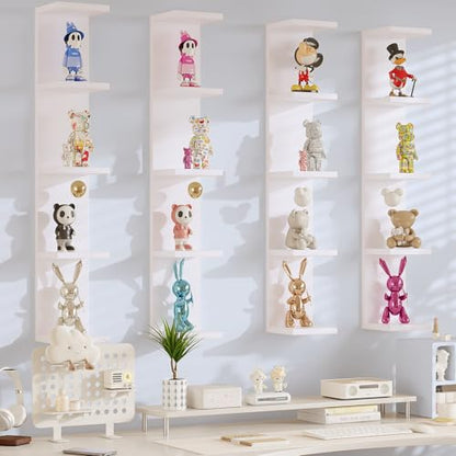 LitaEther 5 Tier White Lack Wall Shelf - Multi-Functional Display Organizer for Anime Figures, Funko Pop, Plants, Makeup & Books (7.1" x 5.5" x 30.7") – Space-Saving Floating Shelf for Home & Office