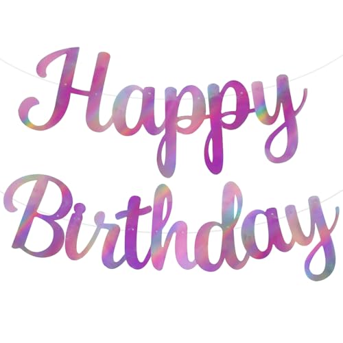 BEISHIDA Double-Sided Rainbow Purple Happy Birthday Banner - NO DIY,10Feet,Pre-Strung Birthday Party Decorations Birthday Backdrop Sign Garland Happy Birthday Decorations for Women - color: color purple