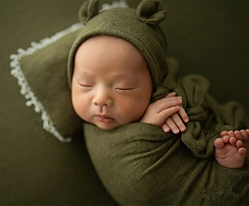 Newborn Baby Boy Girl Photography Props Bow Wrap, Posing Aid, Hat and Blanket Set of 4 Pcs - color: Green