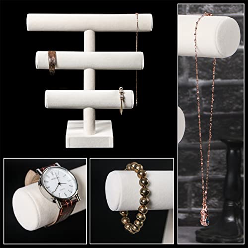 Pangkeep 3 Tier Bracelet Holder,Bracelet Displays for Selling,Jewelry Display Stand for Bangles Necklaces Hair ties Scrunchies Watches (Beige) - color: Beige