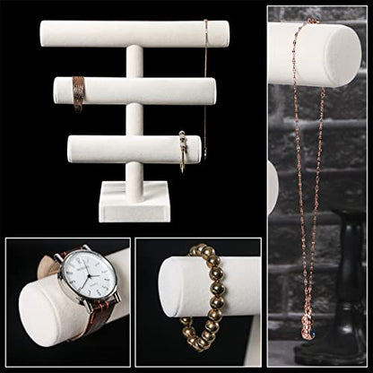 Pangkeep 3 Tier Bracelet Holder,Bracelet Displays for Selling,Jewelry Display Stand for Bangles Necklaces Hair ties Scrunchies Watches (Beige) - color: Beige