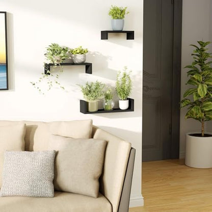 SRIWATANA Floating Shelves Wall Mounted, Solid Wood Wall Shelves, Black - color: 2.weathered Black