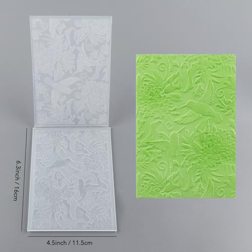 BAOFALI 3D Hummingbird and Flowers Embossing Folders for Card Making,Plastic Texture Fades Embossing Template Paper Card Embossing Stencil for DIY Scrapbooking Photo Album Card Paper Craft Decoration - color: Hummingbird and Flowers