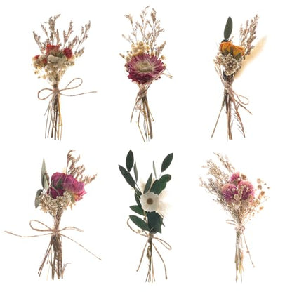 Fumwase 6Pcs Mini Dried Flower Bouquet Natural Real Flowers for Crafts Boho Dried Flowers Bulk Small Dried Flowers for Vase Dried Wildflowers for DIY Photo Props Gift Wedding Decor