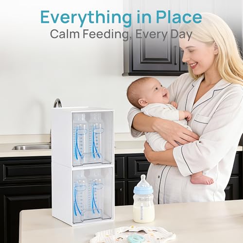 Vtopmart 2 Pack Stackable Storage Drawers, Plastic Organizers Bins for Baby Bottles, Skincare, Beauty Supplies, Ideal for Vanity, Bathroom, Kitchen Countertop, Cabinet Orga - style: 2pack High White