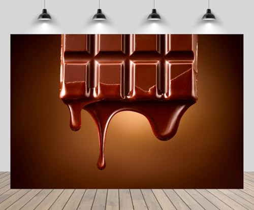 20x10ft Chocolate Backdrop for Photography Sweet Chocolate Bar Dripping Over Dark Brown Background Candyland Baking Choc Themed Party Decor Birthday Banner Children Photo Shoot Props - size: 20x10FT