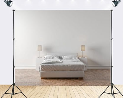 Trykid 12x8ft Neutral Tone Minimalist Bedroom Backdrop Serene Sleep Space Photography Background Relaxation Gathering Party Decoration Tapestry Photo Booth Prop Fabric - size: 12x8ft