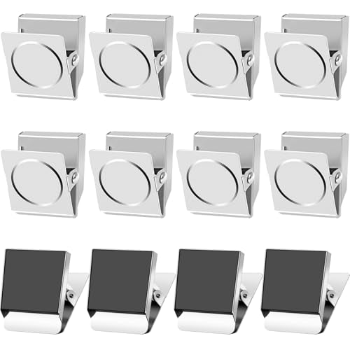 Grtard 12 Pack Magnetic Clips Heavy Duty, Magnet Clips for Fridge, No-Scratch Magnetic Clip for Refrigerator, Strong Magnets with Clip for Cruise Cabin, Whiteboard, Locker, Note List, Photo Display - color: Silver, size: 12 pack