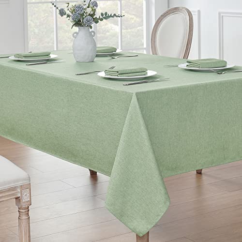 Veblandy 2 Pack Rectangle Tablecloth, 52x70 inch, Water Resistant Wrinkle Free Linen Textured Table Cloth Washable, Decorative Fabric Table Cover for Dining, Party and Camping, Sage Green - color: Sage Green, size: 52" x 70" (Rectangular)