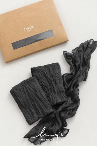 Ling's Moment Luxury Cloth Wedding Napkins - 19x19 Inch Reusable Cheesecloth Linen Napkins for Wedding Reception, Bridal Shower, Dinner Table - Washable, Durable (Set of 10), [Black] - color: Blk-black