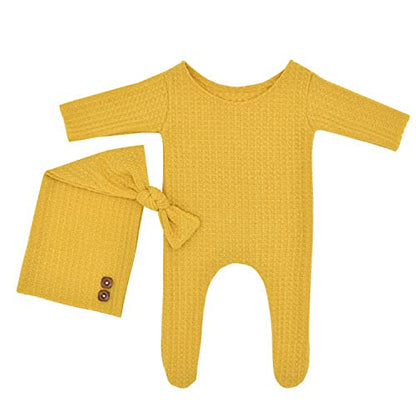 Zeroest Newborn Photography Props Boy Outfits Baby Photo Props Outfit Newborn Boy Photo Shoot Hat Set (Ginger) - color: Ginger
