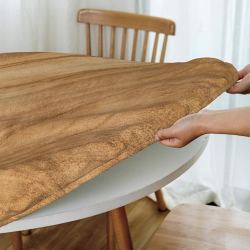 Flower Texture Background Fitted Oval Tablecloth Elastic Edge Waterproof Splash Proof Outdoor Table Cover for Dining Wedding Party Picnic, Fits 52"x70" Oval Tables, Style41 - color: Wood Texture -10, size: 52" x 70" (Oval)