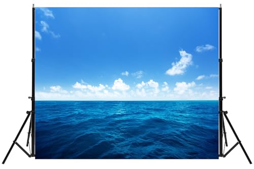 Ocean Backdrop 9x6ft Sea Blue Water Natural Scenery Photography Background Baby Shower Wedding Birthday Party Decor Kids Girl Boy Photoshoot Props - size: 9X6FT