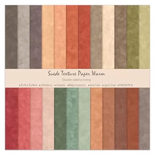 6x6 Inch Colorful Scrapbook Paper Pad- 24 Sheets Double Sided for Journaling DIY Cards Decor Gifts Crafts Wrapping Decorative Collage Folded Materials Photo Album - color: Warm Tones