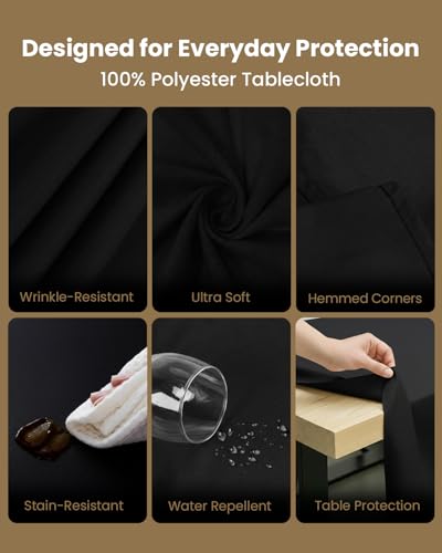 Utopia Kitchen Rectangle Table Cloth 2 Pack(90x132 Inches, Black), Tablecloth Machine Washable, Polyester Table Cover for Dining, Buffet Parties, Picnics, Events, Weddings and Restaurants - color: Black, size: 2 Pack 90x132 Inch Tablecloth