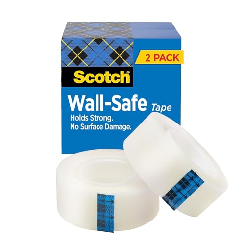 Scotch Wall-Safe Tape, 2 Refill Rolls, Clear Removable Wall Tape with Matte Finish for Hanging Photos, Art, and Décor, 3/4 in x 1,296 in - style: 3/4 in x 1296 in