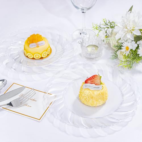 U-QE 100 Pieces Clear Plastic Plates - 9 Inch Clear Disposable Plates - Washable & Reusable - Premium Hard Plates - Party Supplies for Birthdays, Celebrations, Travel, Wedding, Party and Events - color: 9Inch-100pcs-Clear