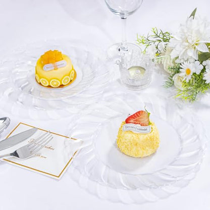 U-QE 100 Pieces Clear Plastic Plates - 9 Inch Clear Disposable Plates - Washable & Reusable - Premium Hard Plates - Party Supplies for Birthdays, Celebrations, Travel, Wedding, Party and Events - color: 9Inch-100pcs-Clear