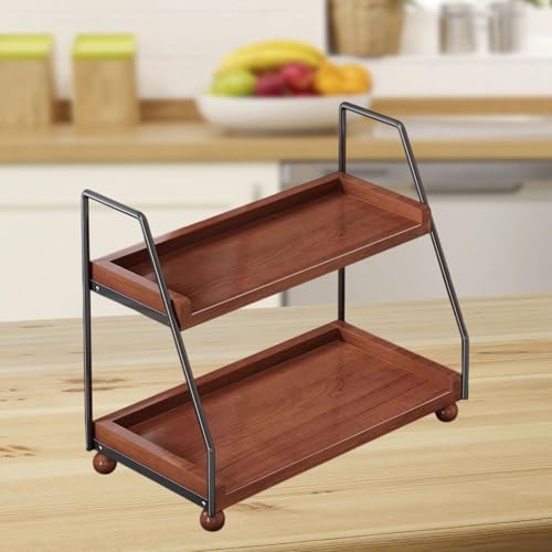 2 Layer Cup Riser Stand Tiered Display Step Shelf Vintage Tabletop Organizer Mugs Holder for Cupcakes Cabinet