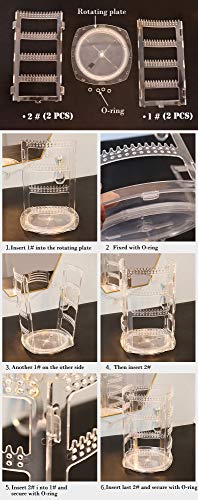 Sooyee Clear Violet Earring Organizer,360 Rotating Earring Holder,4 Tiers Jewelry Rack Display Classic Stand, 156 Holes and 160 Grooves for Necklaces Earrings Piercings - color: Violet