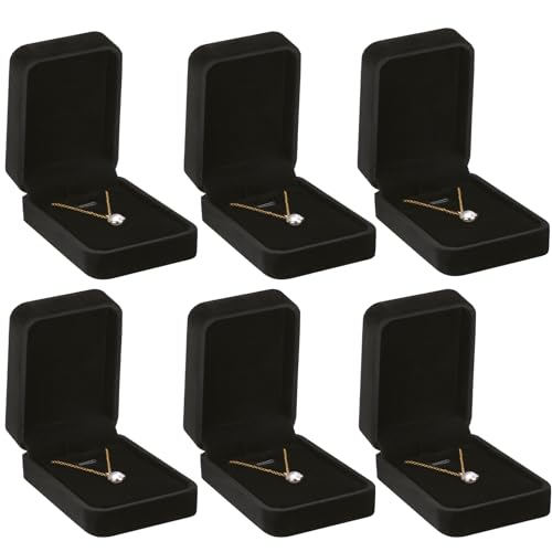LETURE 6 Pieces Velvet Jewelry Gift Boxes for Necklace Pendant Bracelet Ring Earring, Jewelry Storage Display Case for Christmas Wedding Engagement Birthday Anniversary (Pendant Box STYLE-6PCS) - color: Pendant Box STYLE-6PCS