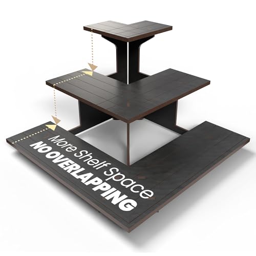 DS THE DISPLAY STORE Corner Black Wooden Tiered Display Stand for Vendor Events, Display Shelves for Craft Shows, Farmers Market, Tradeshows, Earring Display, Card and Sticker Stand, Candle display - color: Black