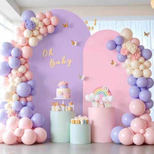 Pink and Purple Arch Cover 6ft Spandex Baby Shower Arch Backdrop Cover for Girls Birthday Party Bridal Shower Balloon Arch Stand Cover Butterfly Mermaid Theme Photo Arch Covers Stretchy Backdrop - color: Pink Purple, size: 6FT