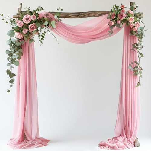 Wokceer Wedding Arch Draping Fabric 28.7" x 20FT Blush Pink Sheer Fabric Backdrop Arch Draping for Wedding Ceremony Birthday Party Bridal Shower Decoration - color: Blush Pink, size: 1 Panel