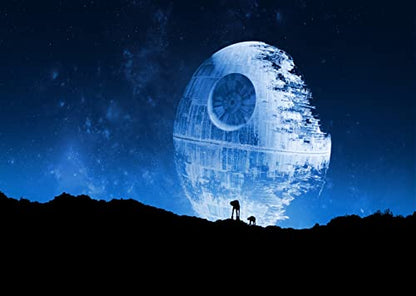 BELECO 10x8ft Fabric Blue Death Star Backdrop for Photography Galactic Superweapon Galaxy Background Universe Outer Space Baby Shower Birthday Party Decor Banner Photo Studio Props - size: 10x8FT