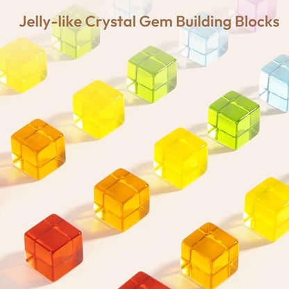 Woodtoe Wooden Building Blocks Set for Kids, 24 PCS Rainbow Gem Cubes Stacking Blocks - 2 Wood House, Montessori Stacking Toy for Toddlers, Educational STEM Sensory Birthday Toy for Boys Girls 3-6 - style: 24 PCS Rainbow Blocks Set