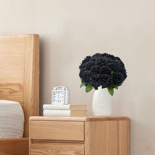 SITUMEIZI 12 Pcs Black Artificial Chrysanthemums Flowers Ball Flower Fake Mums Silk for Halloween Thanksgiving Day Fall Wedding Home Decoration Floral Arrangement - color: Black, size: 12 Pieces
