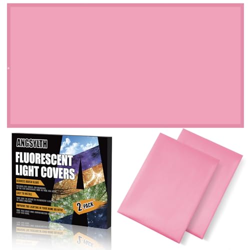 ANGSYLTH 2 Pcs Fluorescent Light Covers - 4 x 2 Feet Covers for Ceiling Lights, Magnetic Light Filters for Classroom, Office, Hospitals, Home (Light Pink) - color: Light Pink