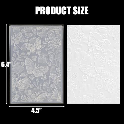 AKPLIT 3D Embossing Folders for Card Making - Butterfly&Leave&Flower Clear Background Plastic Texture Fades, Embossing Folder Template for Handmade Scrapbooking and DIY Paper Crafts Decor - color: Butterfly 003