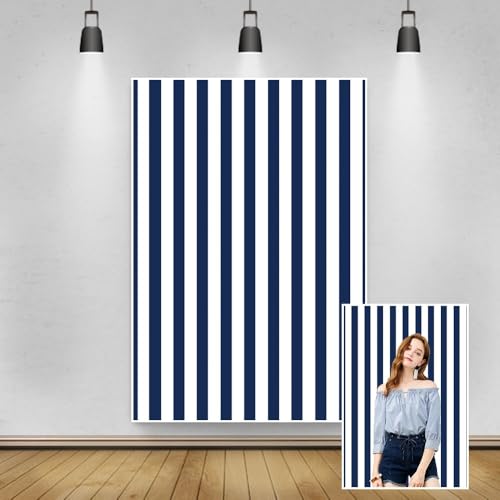 Leyiyi 4x6ft Photography Background Blue and White Stripe Backdrop Happy Birthday Party Vertical Horizontal Stripes Summer Holiday Banquet Baby Shower Blog Make-up Photo Portrait Vinyl Studio Prop - color: Blue, size: 4x6ft