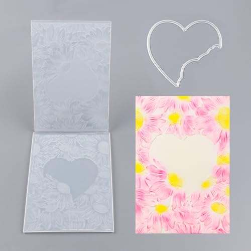 BAOFALI3D Embossing Folder and Metal Die Set for Card Making,Heart Leaves Background Plastic Textures Fades Embossing for Paper Crafting Handmade Crafts Wedding Valentine's Day Scrapbook Card Decorat - color: Heart Leaves