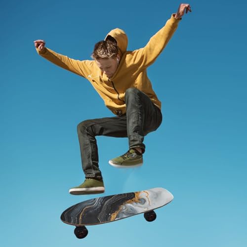 STAYTOP Black Gold Marble Texture Skateboard Grip Tape Sheet 44x10inch,Non Slip Waterproof Sandpaper Scooter Grip Tape Longboard Griptape - size: M：44.1x10.1inch