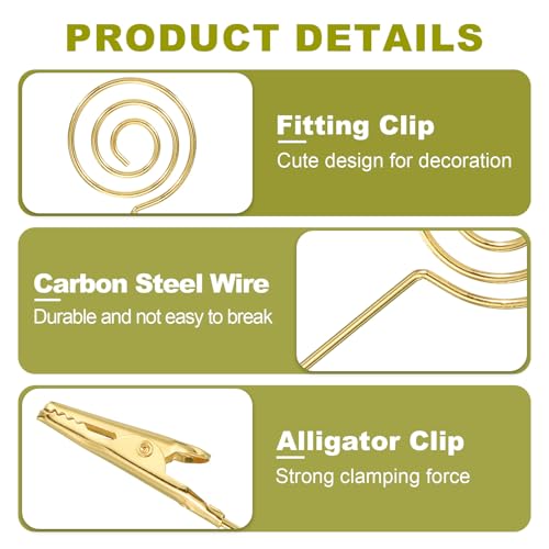 PATIKIL 5PCS Metal Alligator Clamp, 1 Set Round Multi-Functional Alligator Clip Bracelet Helper Tool Memo Note Photos Place Cards Clip Holder, Gold - color: Gold